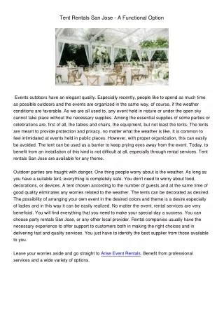 tent rentals san jose a functional option