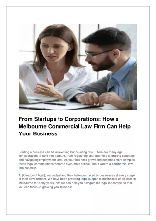 From Startups to Corporations_ How a Melbourne Commercial Law Firm Can Help Your Business