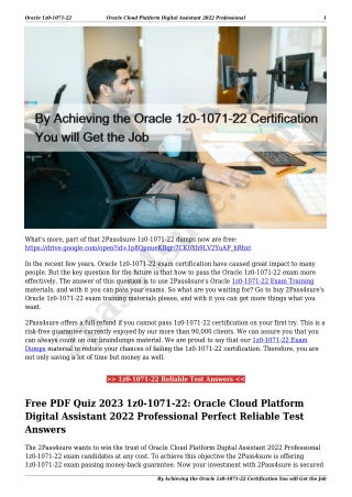 By Achieving the Oracle 1z0-1071-22 Certification You will Get the Job