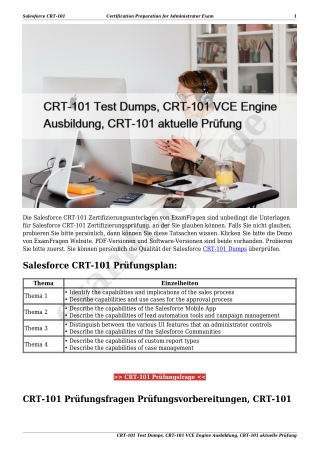 CRT-101 Test Dumps, CRT-101 VCE Engine Ausbildung, CRT-101 aktuelle Prüfung