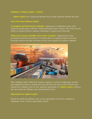 challenges of afghan logistics logistan afghan