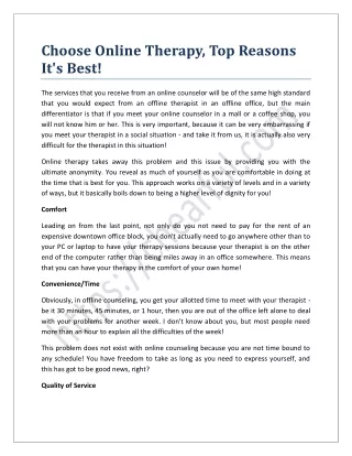 Choose Online Therapy, Top Reasons It's Best!