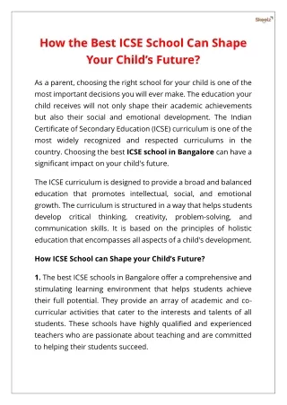 How the Best ICSE School Can Shape Your Child