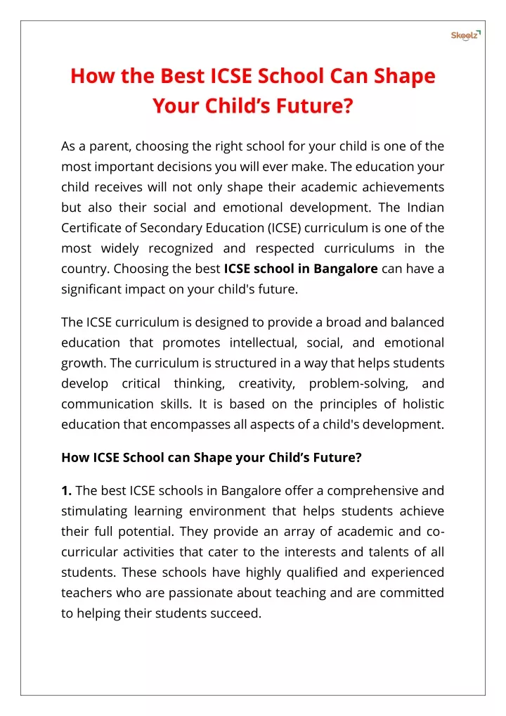 how the best icse school can shape your child