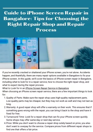 Get Your iPhone Screen Fixed in Bangalore: A Comprehensive Guide to Quality and