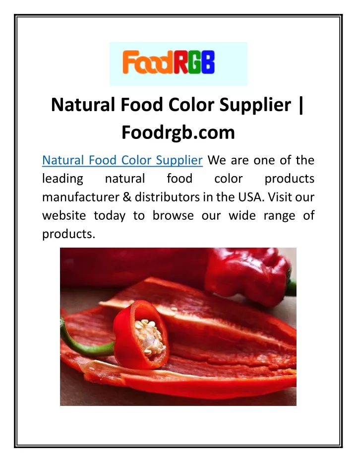natural food color supplier foodrgb com