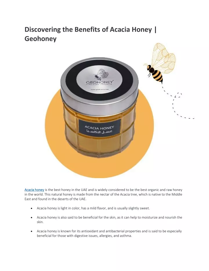 discovering the benefits of acacia honey geohoney