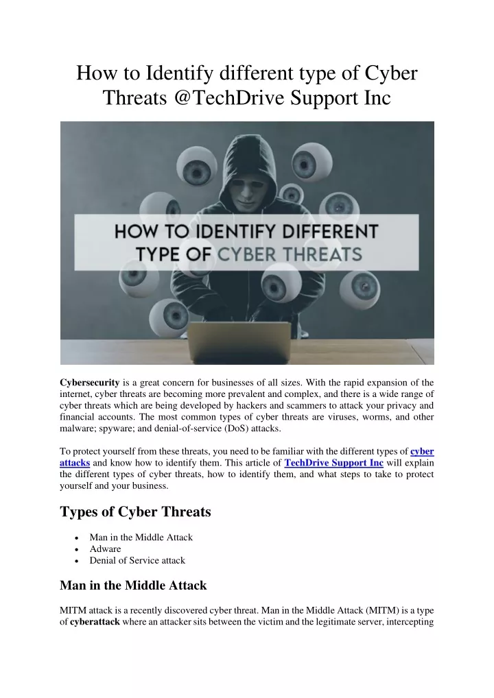 how to identify different type of cyber threats