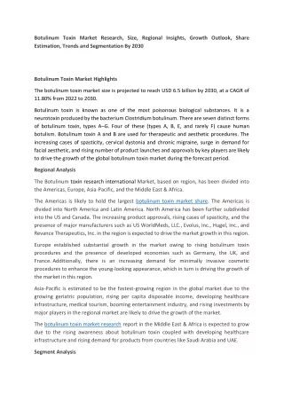 botulinum toxin market research size regional