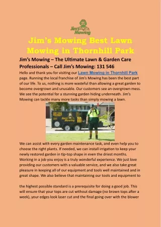 Lawn Mowing in Thornhill Park