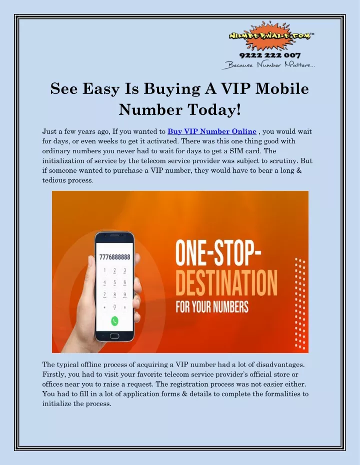 see easy is buying a vip mobile number today