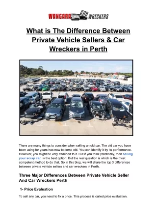 The Difference Between Private Vehicle Sellers & Car Wreckers in Perth