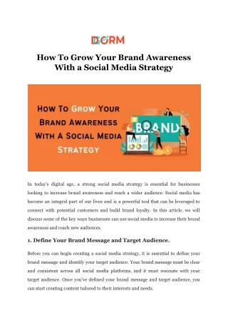 How to Grow Your Brand Awareness with a Social Media Strategy - Digiorm
