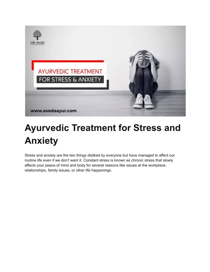 ayurvedic treatment for stress and anxiety