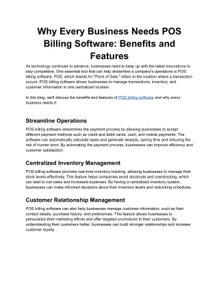 Why Every Business Needs POS Billing Software_ Benefits and Features