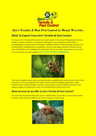 Pest Control in Mount Waverley