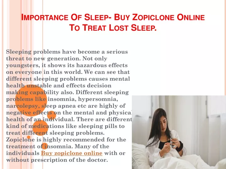 importance of sleep buy zopiclone online to treat lost sleep