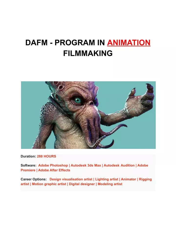 dafm program in animation filmmaking