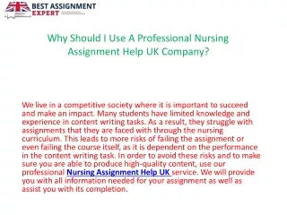 why should i use a professional nursing assignment help uk company