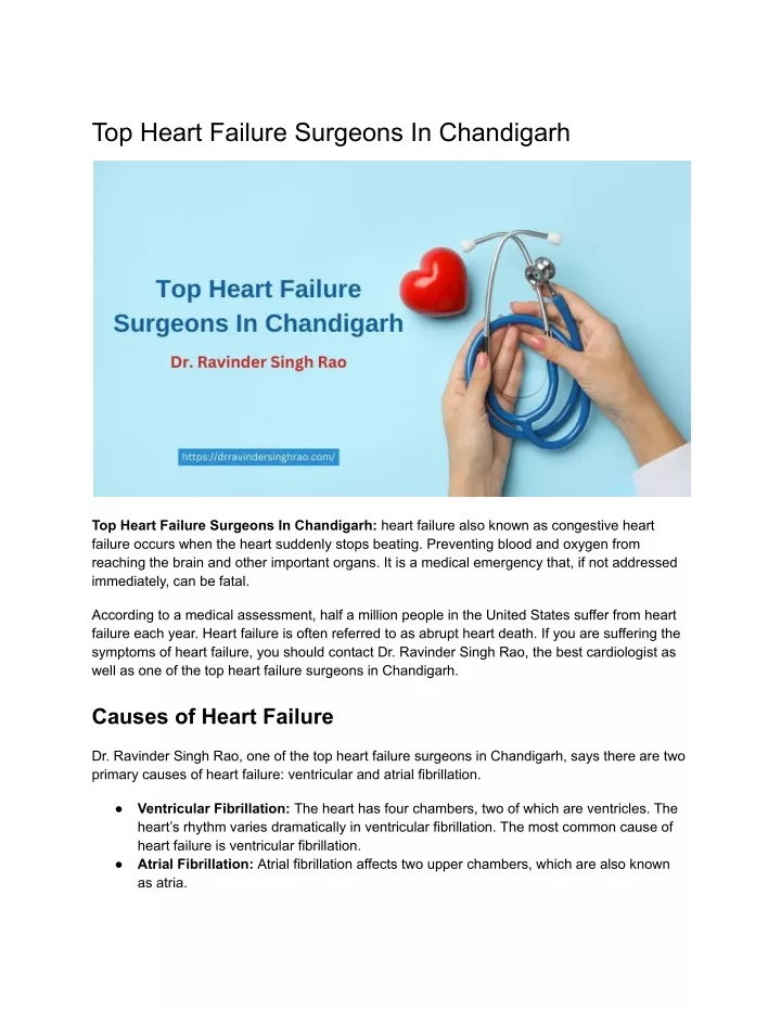 top heart failure surgeons in chandigarh