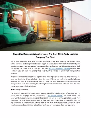 diversified transportation services the only
