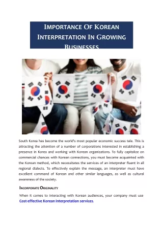 The Significance of Korean Interpretation Services for Expanding Businesses