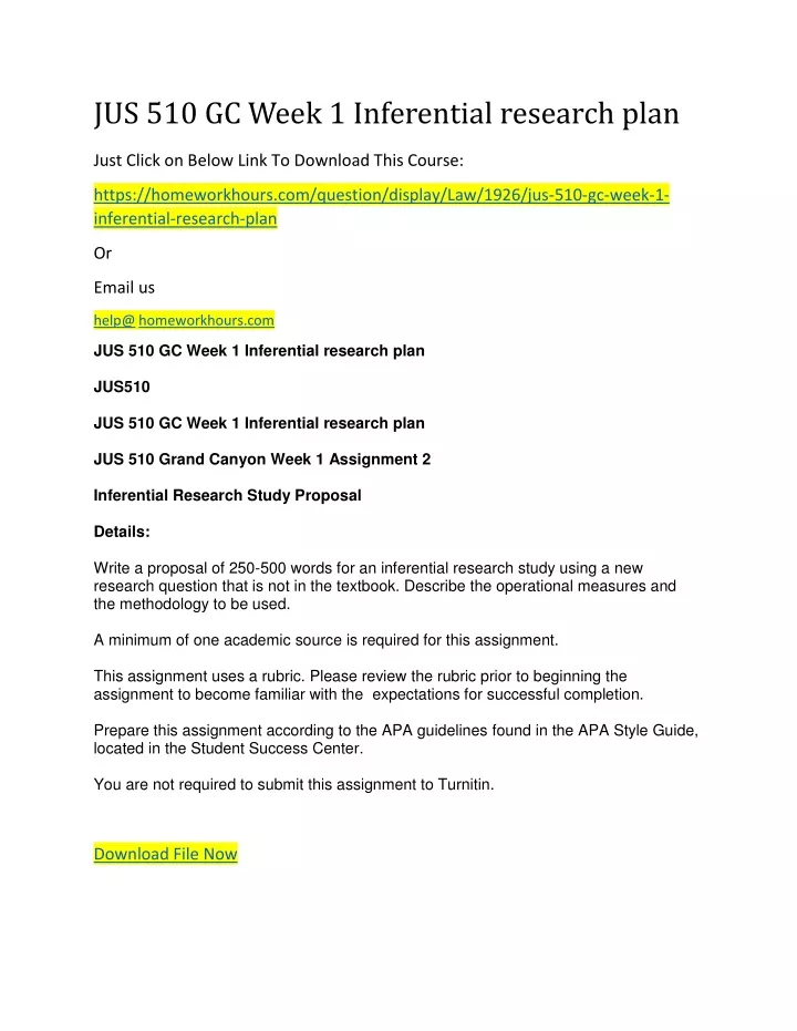 jus 510 gc week 1 inferential research plan