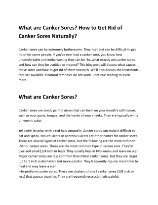 Canker Sores - Causes and Home Remedies
