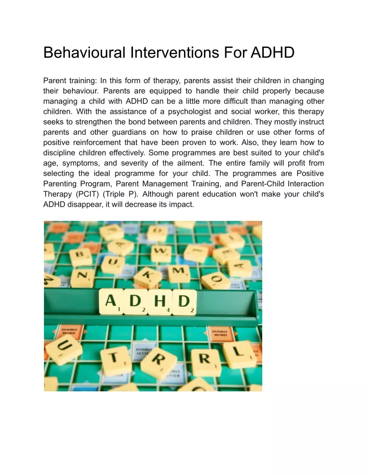 behavioural interventions for adhd