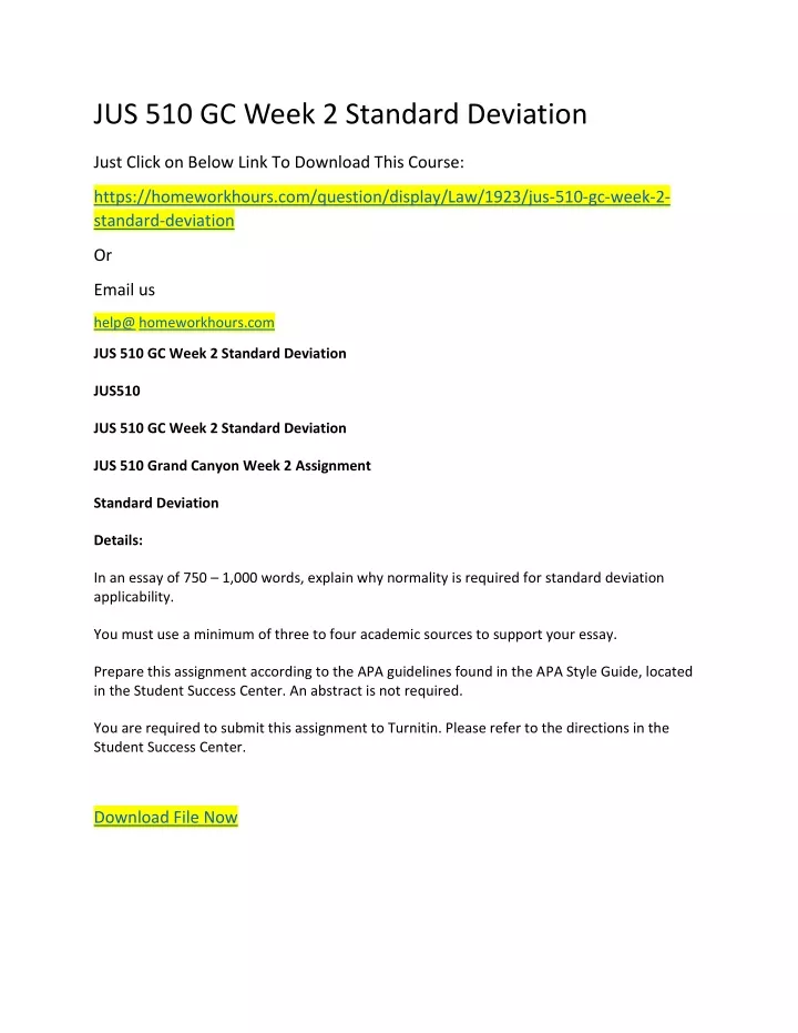 jus 510 gc week 2 standard deviation