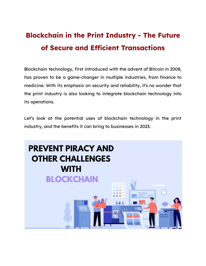 blockchain in the print industry the future