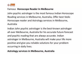famous horoscope reader in melbourne john psychic