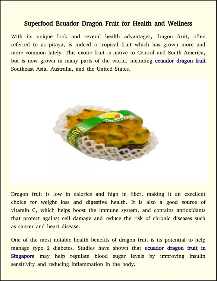 superfood ecuador dragon fruit for health