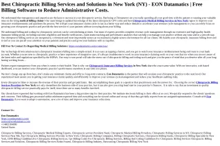 Best Chiropractic Billing Services and Solutions in New York (NY) - EON Datamati