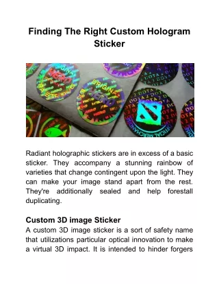 finding the right custom hologram sticker