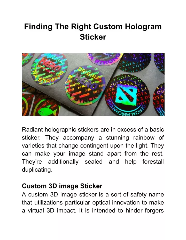finding the right custom hologram sticker