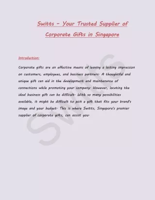 Switts – Your Trusted Supplier of Corporate Gifts in Singapore