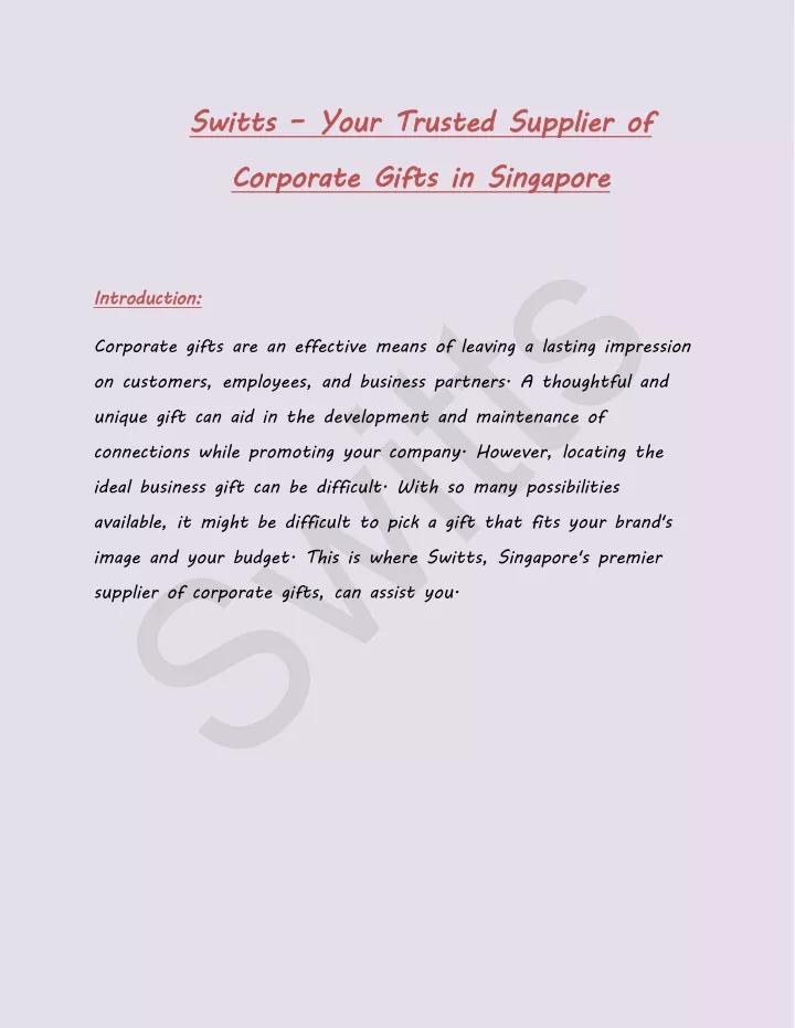 switts corporate gifts in singapore