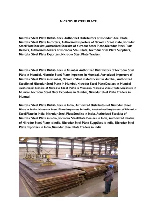 NICRODUR STEEL PLATE STOCKIST IN INDIA