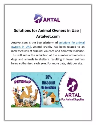 Solutions for Animal Owners in Uae | Artalvet.com