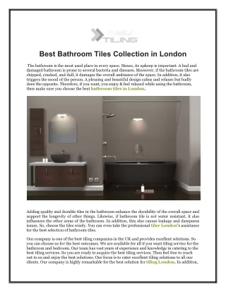 Best Bathroom Tiles Collection in London