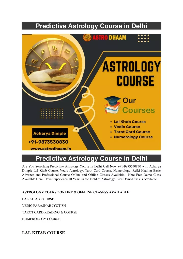predictive astrology course in delhi