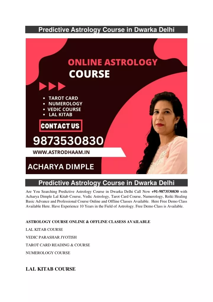predictive astrology course in dwarka delhi