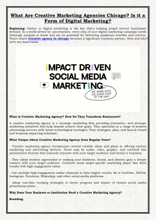 What Are Creative Marketing Agencies Chicago? Is it a Form of Digital Marketing?