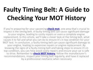 faulty timing belt a guide to checking your mot history