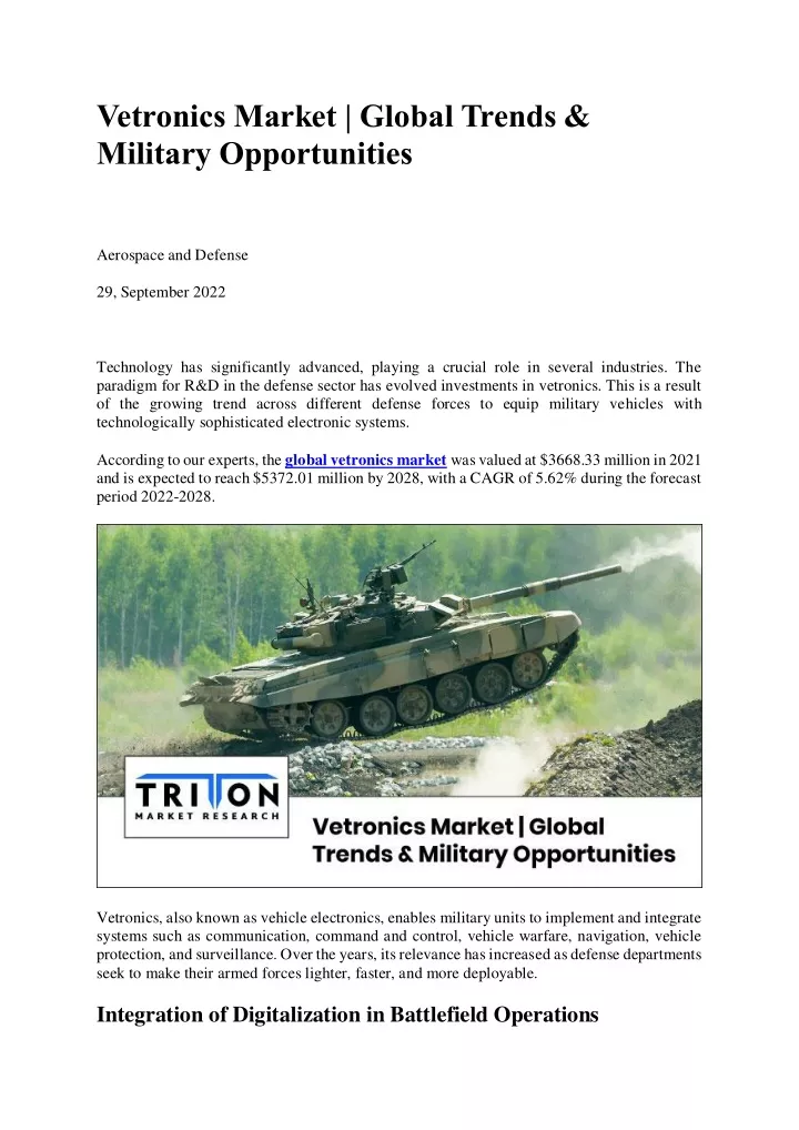 vetronics market global trends military