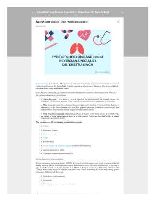 Type Of Chest Disease  Chest Physician Specialist - Dr. Sheetu Singh