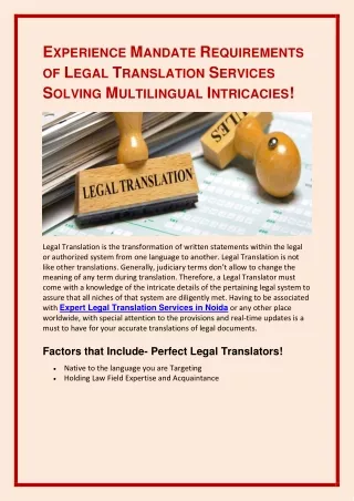 Legal Translation Services Solving Multilingual Intricacies!