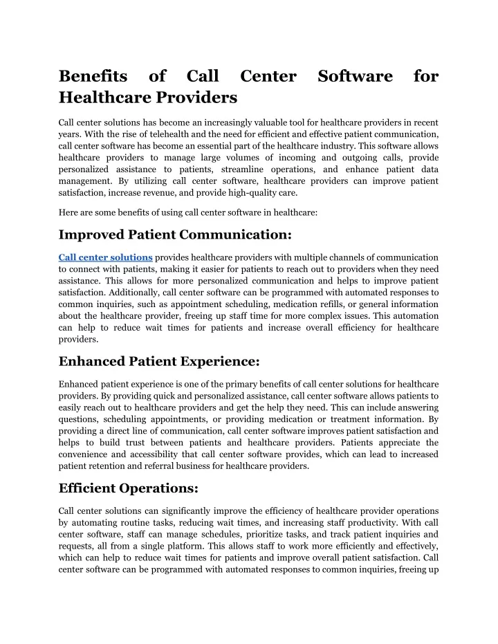 benefits healthcare providers