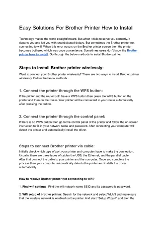 Easy Solutions For Brother Printer How to Install  1-855-277-9993